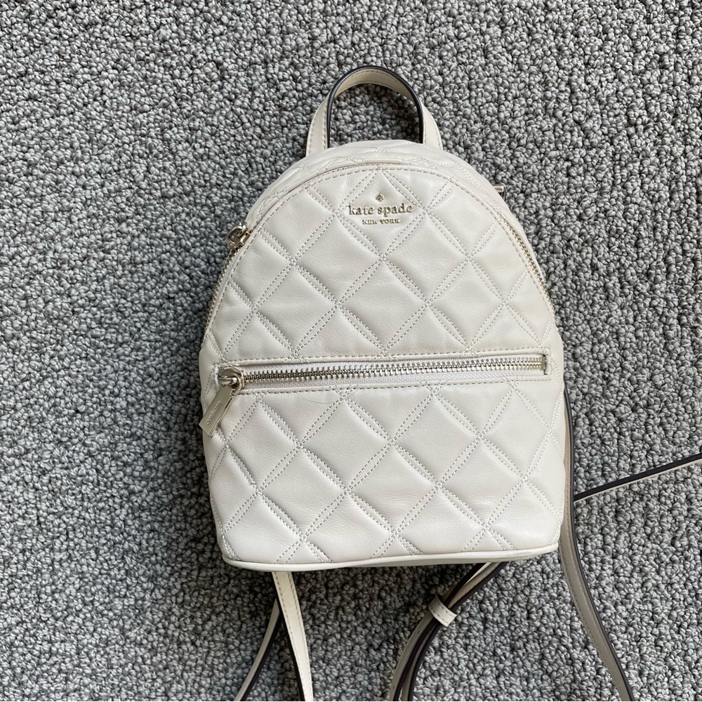 Kate Spade Natalia cream quilted mini backpack